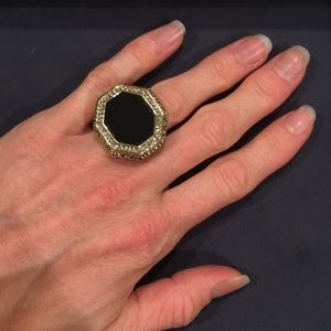 House of Harlow Black Gold Statement Ring size 6